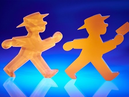 Acrylglas Buchstaben Sandwich farblos mit orange