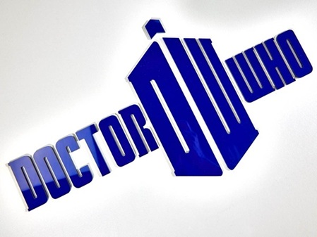 Acrylglas Buchstaben Muster blau Logo Doctor Who Nuwho