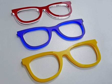 Acrylglas Brillen Dekorationsobjekte Sandwich farblos mit verschiedenen Farben