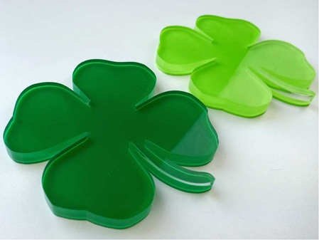 Acrylglas Kleeblätter Dekorationsobjekte Sandwich farblos mit verschiedenen Farben