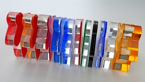 Acrylglas Spielfiguren Dekorationsobjekte Sandwich farblos mit verschiedenen Farben