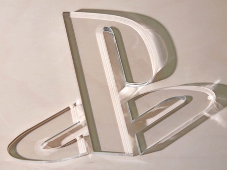 Muster Buchstaben Acrylglas farblos GS Playstation