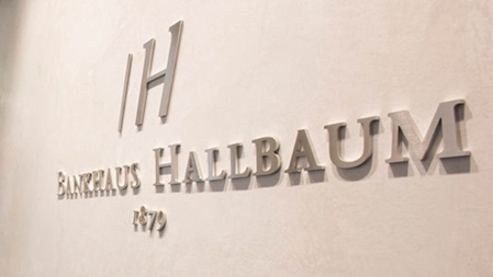 Edelstahl Buchstaben Bankhaus Hallbaum